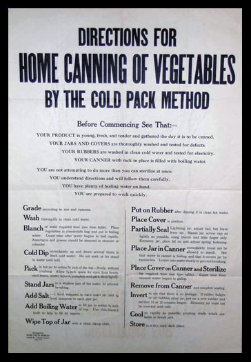 Directions for home canning vegetables