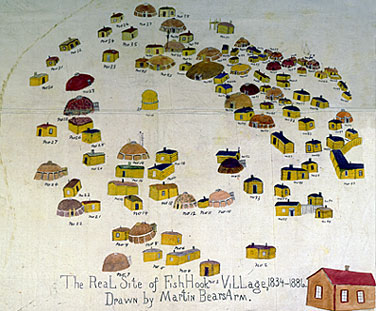 Like a Fishhook Village pictograph by Martin Bears Arm