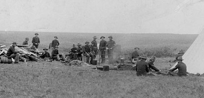 Soldiers and tent at Fort Pembina, DT