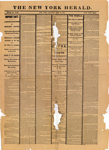 New York Herald, Lincoln Assassination