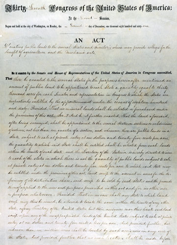 Morrill Land Act, First Page