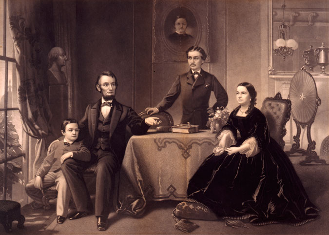 Engraving of Lincoln and Family