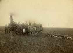 plowing with steam tractor