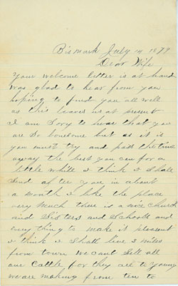 Connelly letter, July 1879