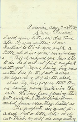 Holmes letter home from Amenia