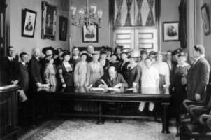 Governor Frazier's signing of the Women's Sufferage Bill, 1918