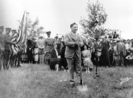 Governor Schafer breaks first earth for new capitol, Sept 13 , 1932