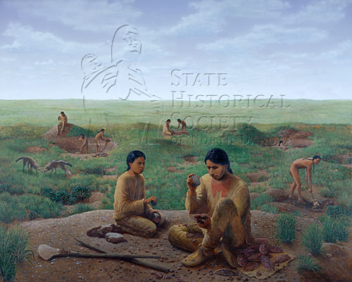 Artist rendering of native people  Flint Knapping