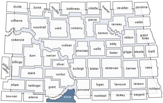 North Dakota, Map of Counties