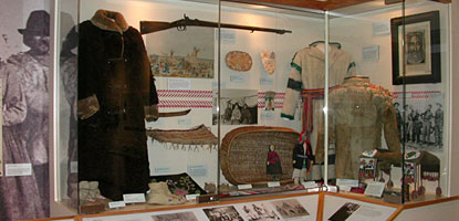 Permanent exhibit cases in museum gallery