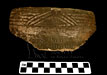 pottery rim sherd with rainbow motif