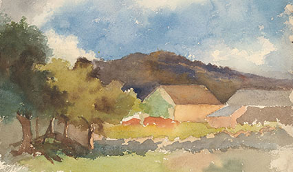 A bird embroidered in blue