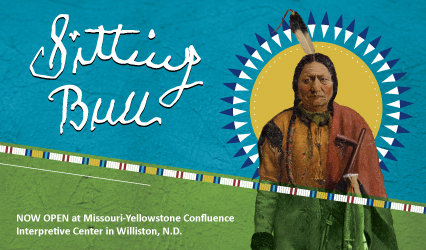 Image of Sitting Bull on a green and blue background
