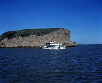 Cruiser Boat on Lake Sakakawea, 1970