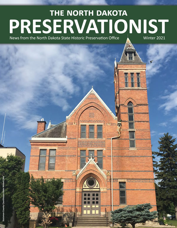 newsletter cover with an old brick building that is the Stutsman County Courthouse State Historic Site
