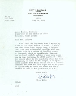 letter from Clyde Duffy