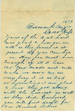 Connelly letter, August 1879